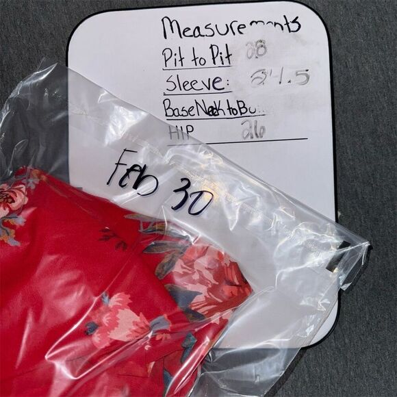 Ava & Viv Plus 4X Red Floral Midi Dress Long Sleeve V-Neck Casual - Picture 7 of 7